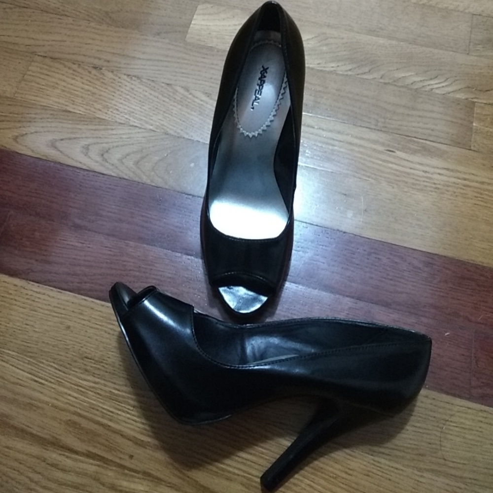 Black Peep Toe High Heels